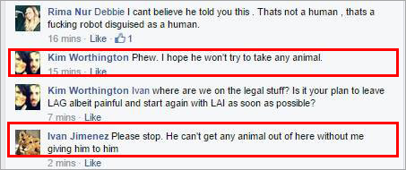 A supporter is worried that a board member of Let's Adopt will attempt to move an animal out of boarding; Ivan Jimenez confirms that is not possible.